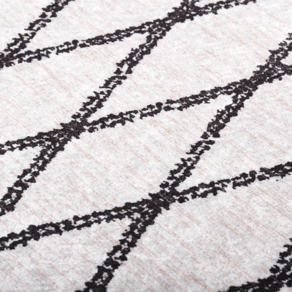 Vaskbart teppe 80x300 cm svart og hvit