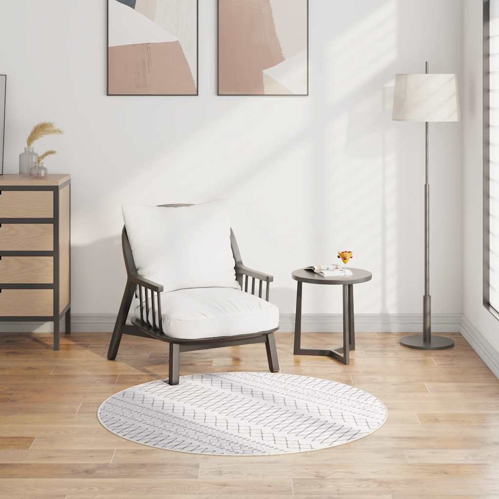 Vaskbart teppe φ120 cm svart og hvit