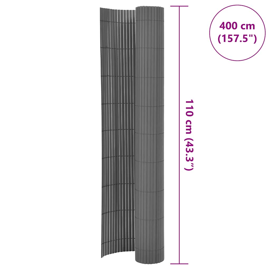 Dobbelsidet hagegjerde 110x400 cm grå