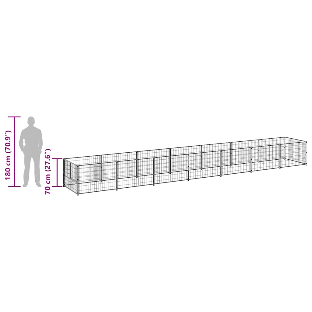 Hundegård svart 7 m² stål