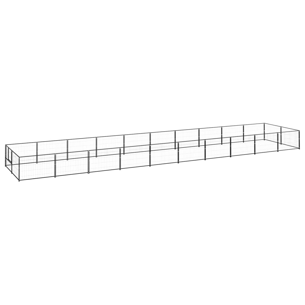 Hundegård svart 20 m² stål
