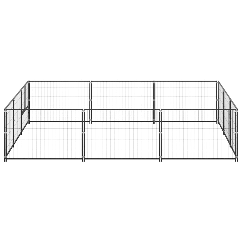 Hundegård svart 9 m² stål