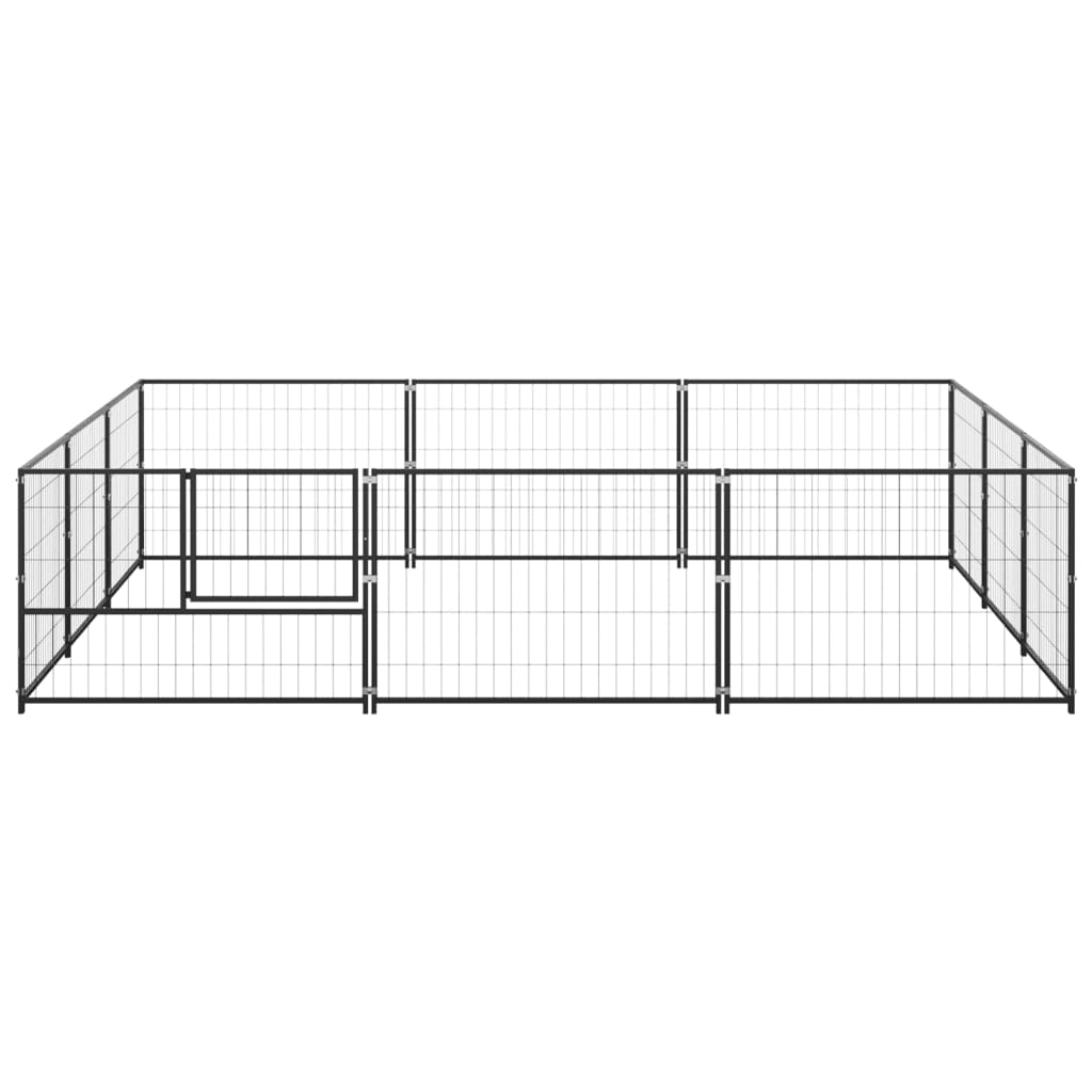 Hundegård svart 9 m² stål