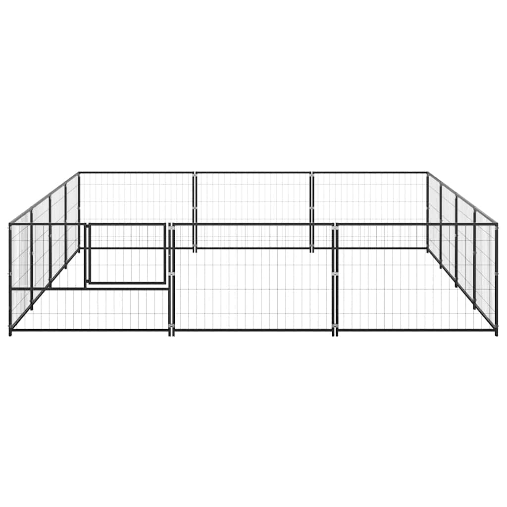 Hundegård svart 12 m² stål