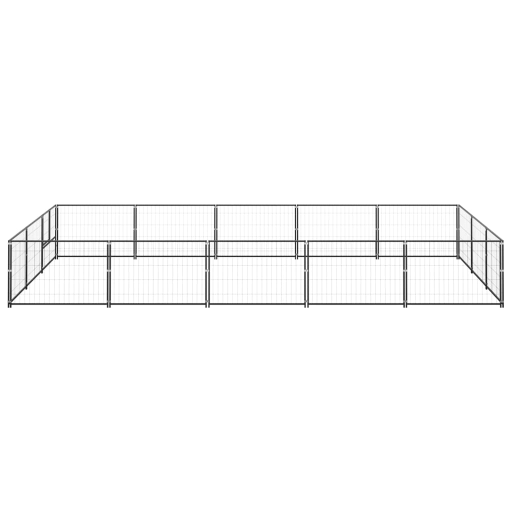 Hundegård svart 15 m² stål