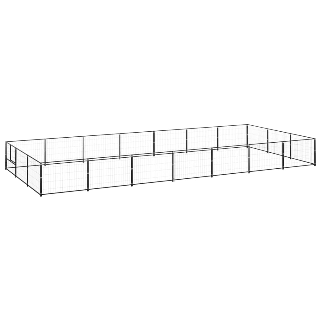 Hundegård svart 21 m² stål