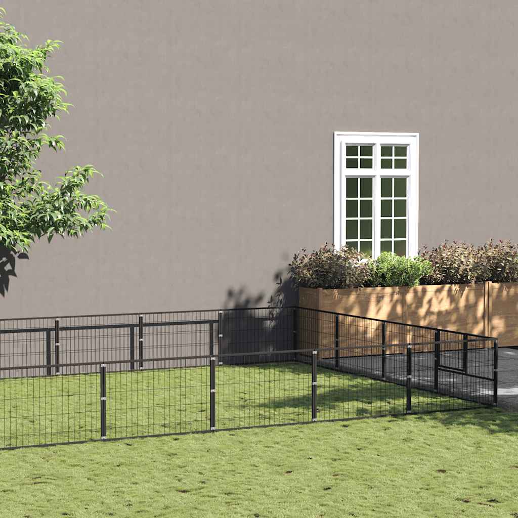 Hundegård svart 24 m² stål