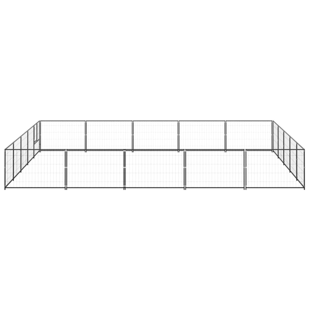 Hundegård svart 25 m² stål