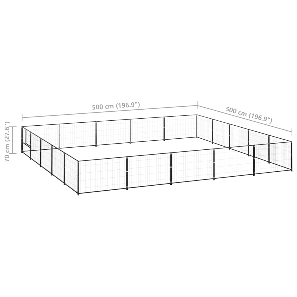 Hundegård svart 25 m² stål