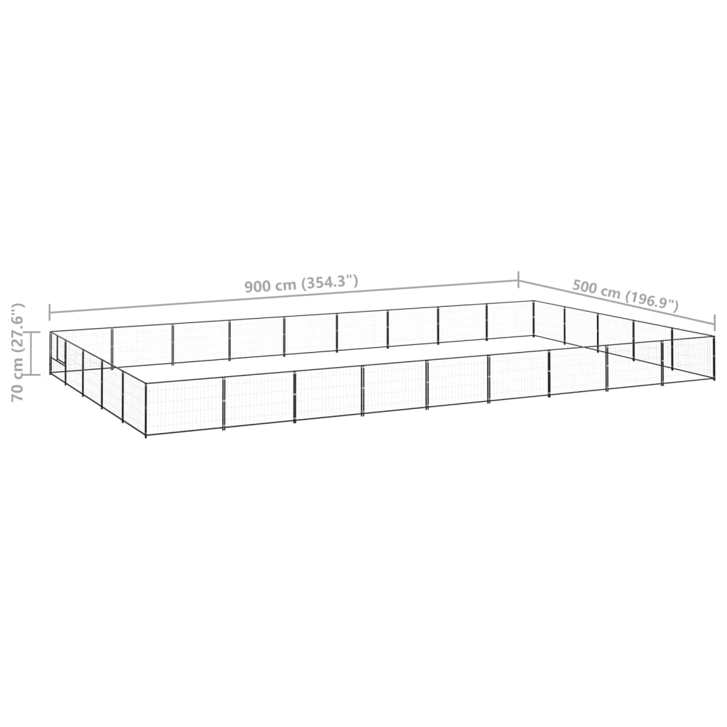 Hundegård svart 45 m² stål