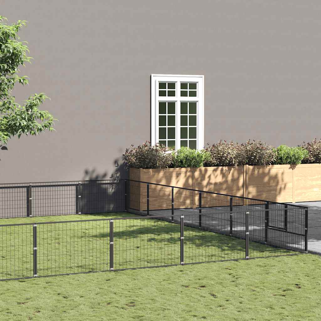 Hundegård svart 42 m² stål