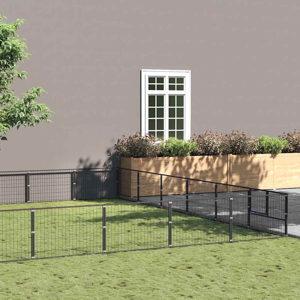 Hundegård svart 54 m² stål