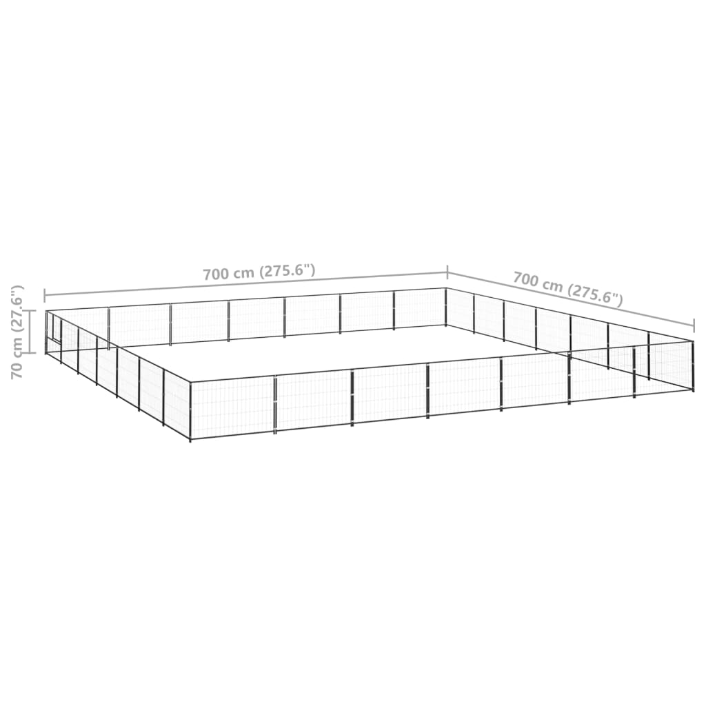 Hundegård svart 49 m² stål