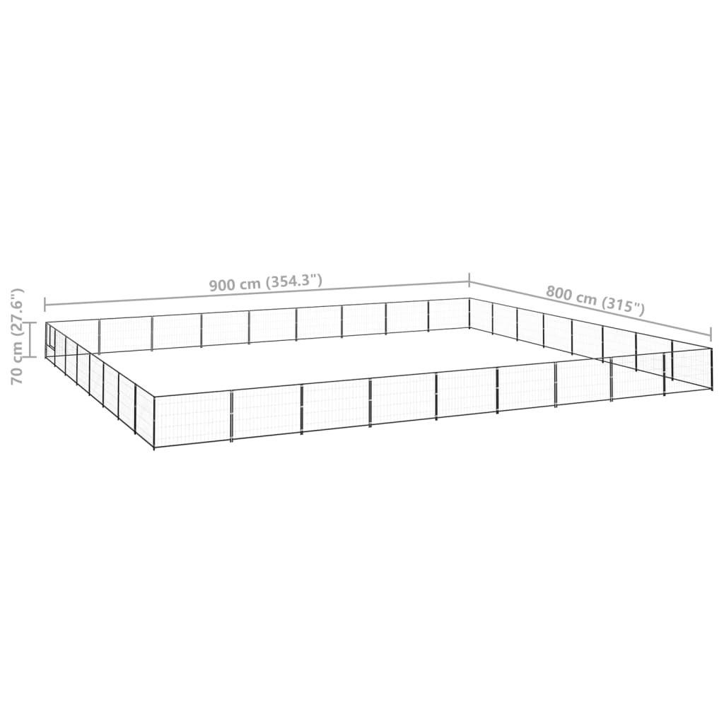 Hundegård svart 72 m² stål