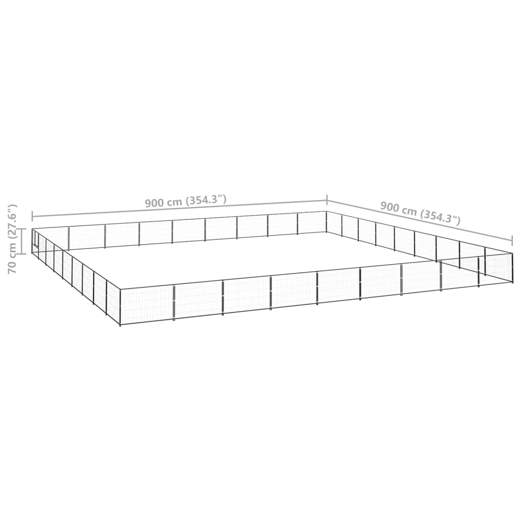 Hundegård svart 81 m² stål