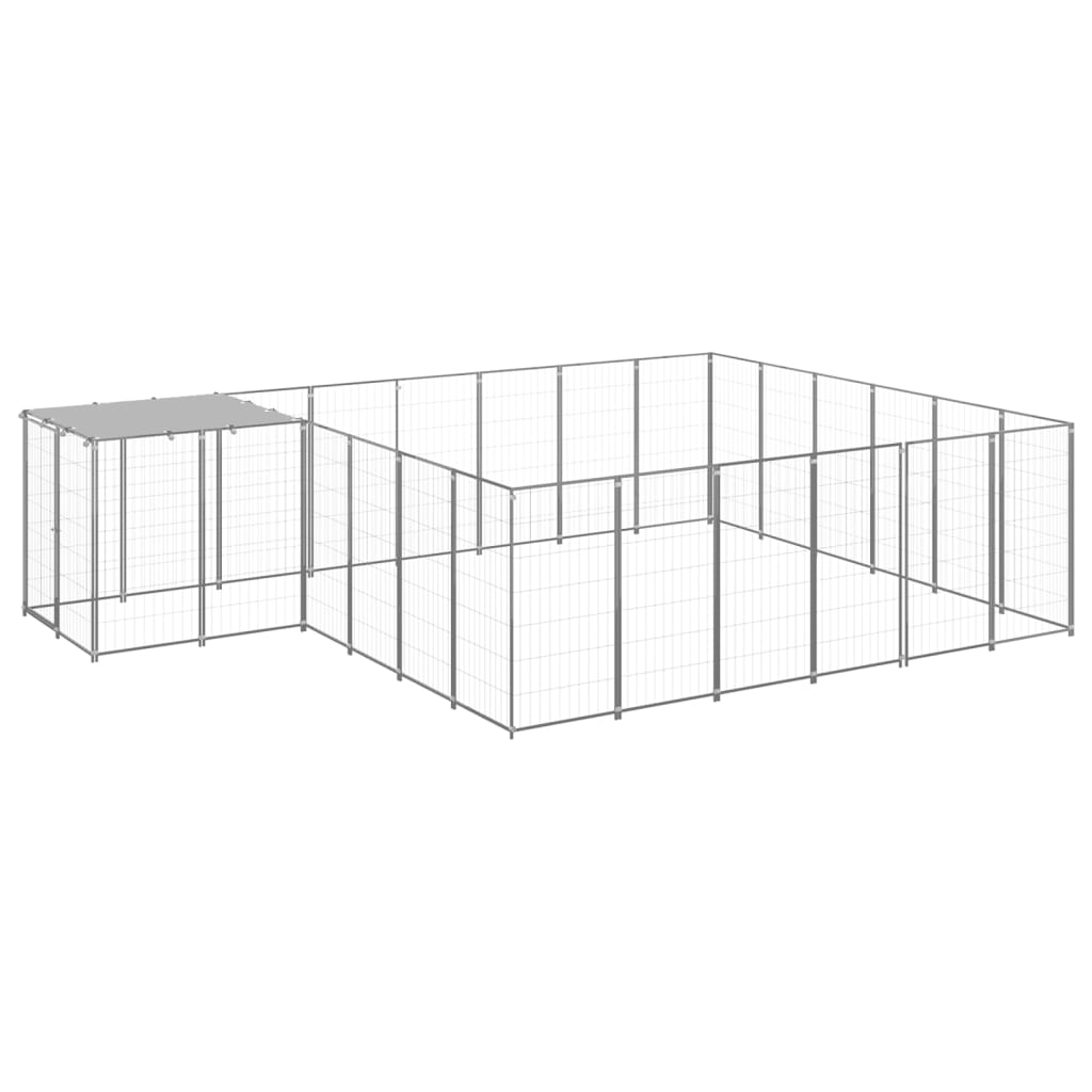 Hundegård sølv 12,1 m² stål vidaXL