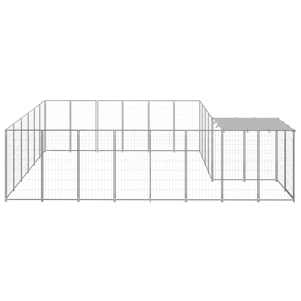 Hundegård sølv 12,1 m² stål vidaXL