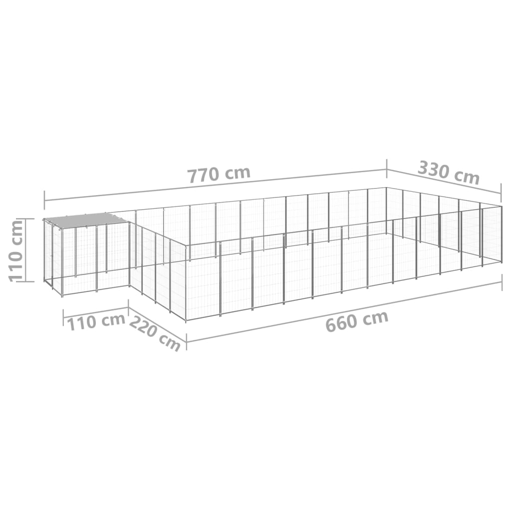 Hundegård sølv 22,99 m² stål