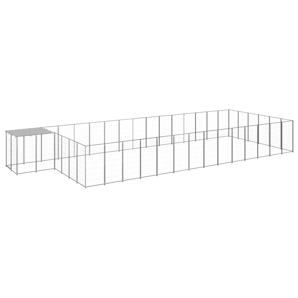 Hundegård sølv 26,62 m² stål vidaXL