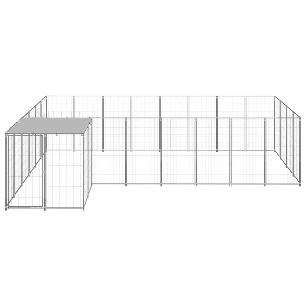 Hundegård sølv 10,89 m² stål vidaXL