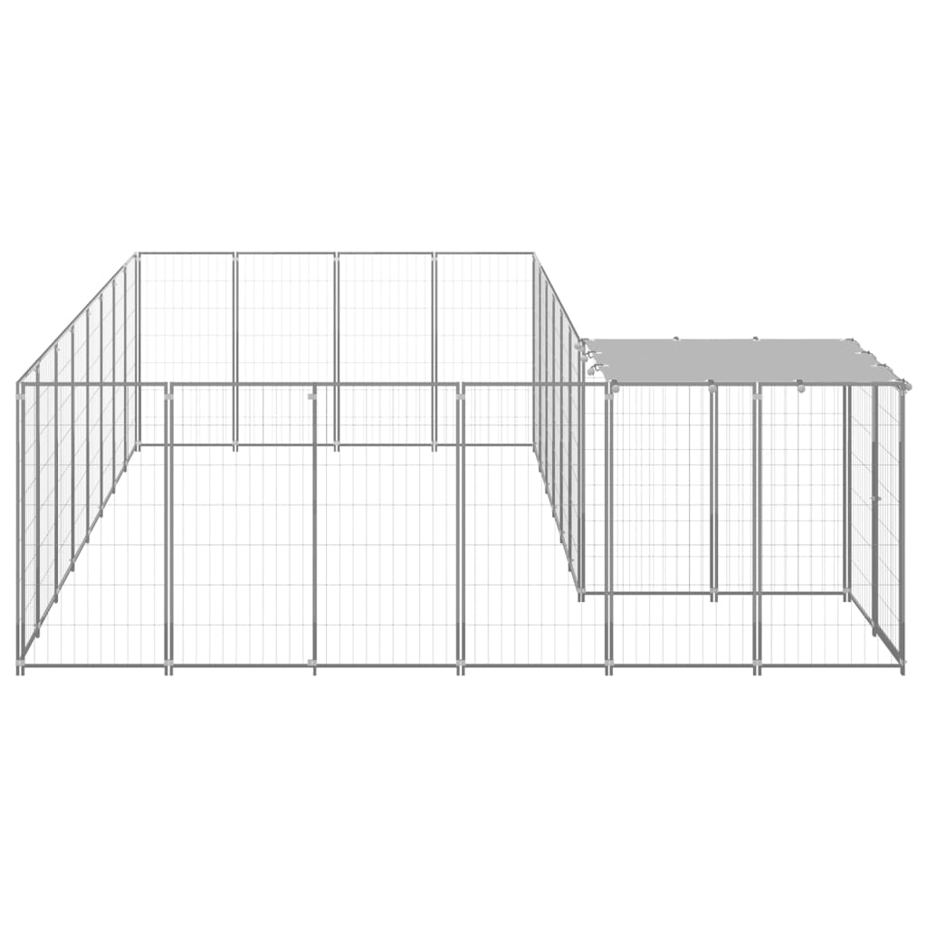 Hundegård sølv 10,89 m² stål vidaXL
