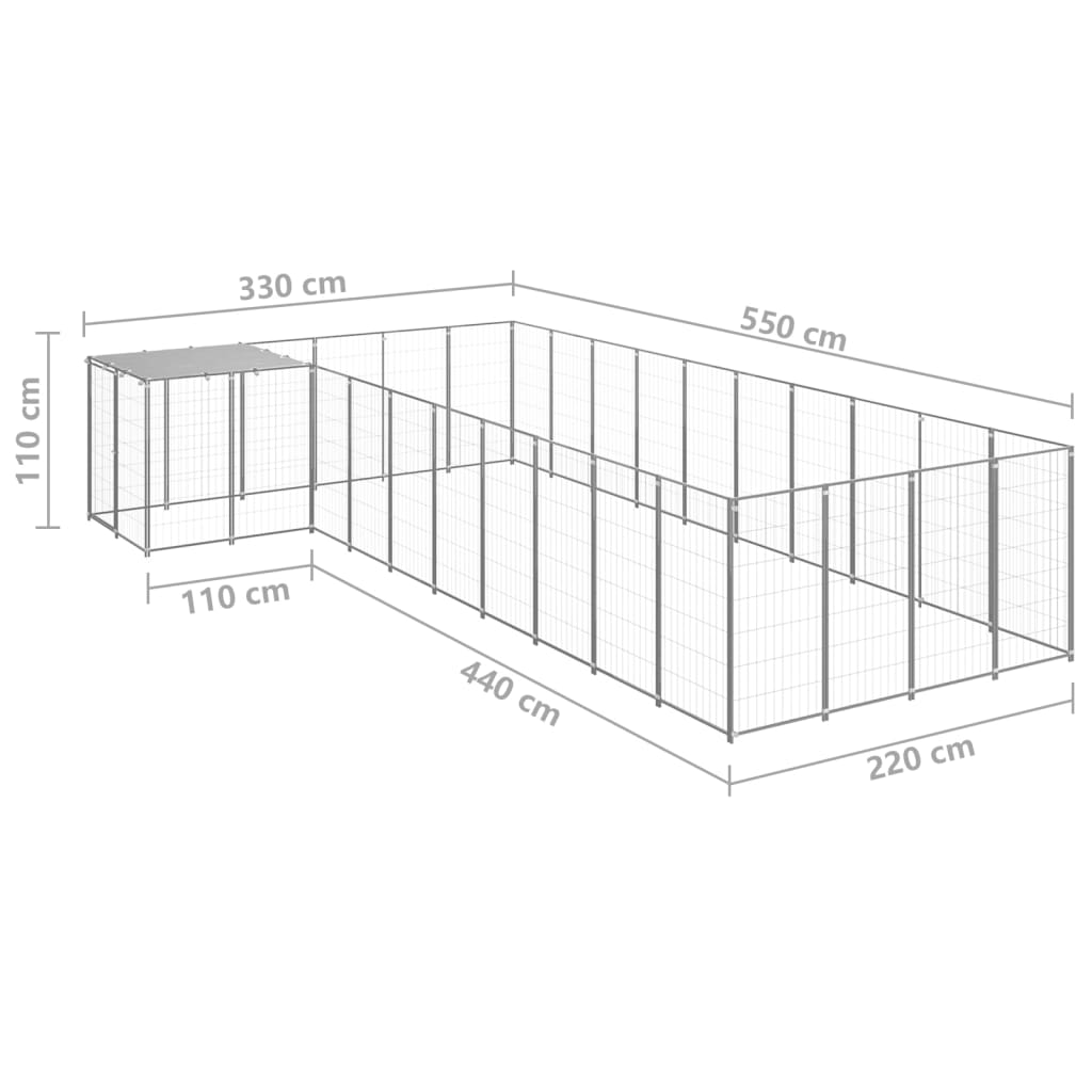 Hundegård sølv 13,31 m² stål