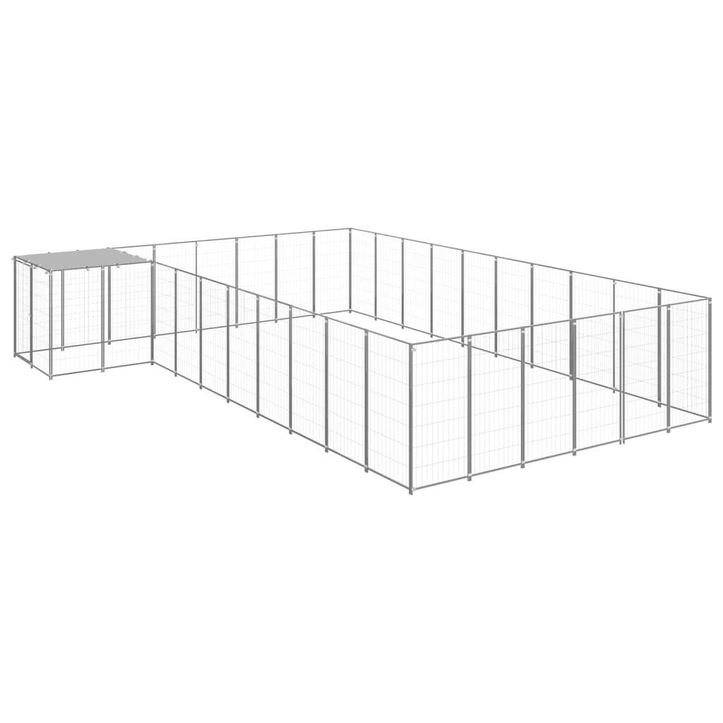 Hundegård sølv 19,36 m² stål vidaXL