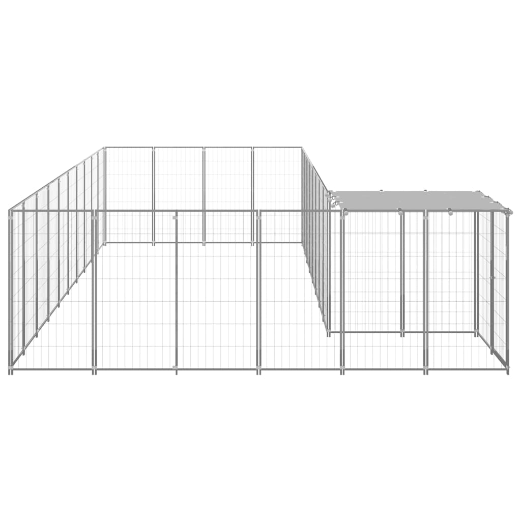 Hundegård sølv 19,36 m² stål vidaXL