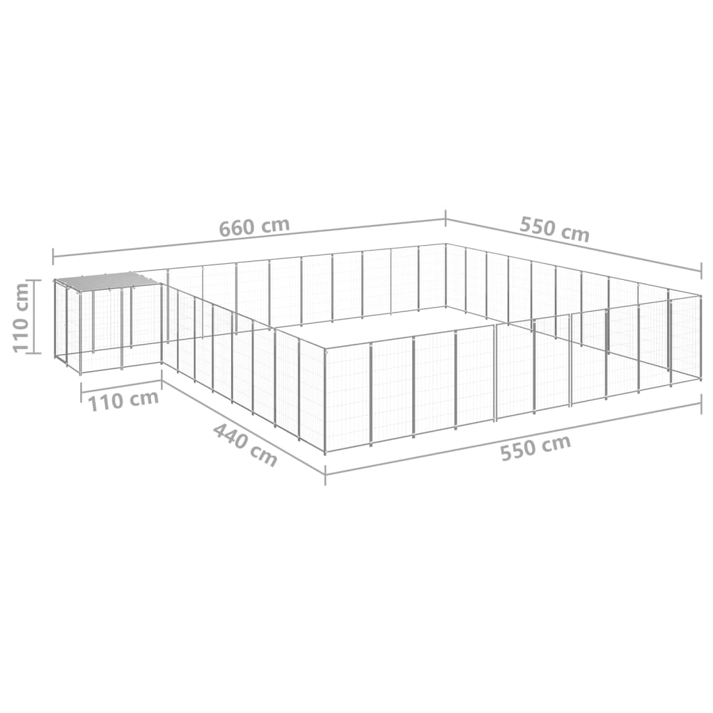 Hundegård sølv 31,46 m² stål vidaXL