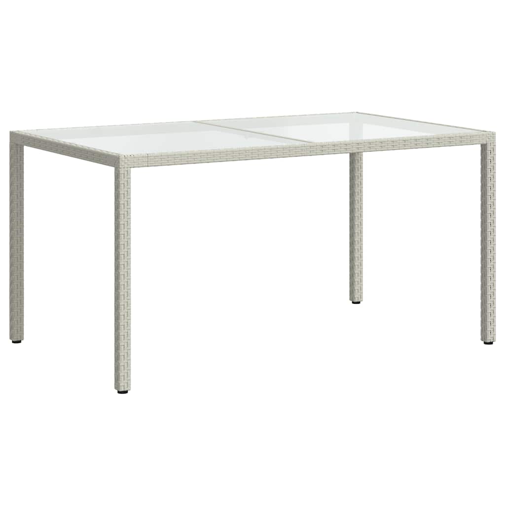 Hagebord 150x90x75 cm herdet glass og polyrotting hvit vidaXL