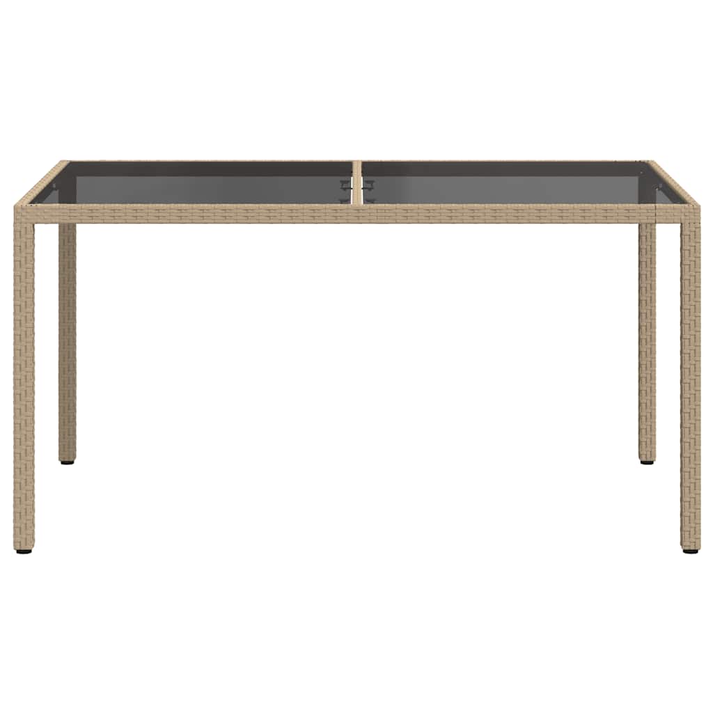 Hagebord 150x90x75 cm herdet glass og polyrotting beige vidaXL