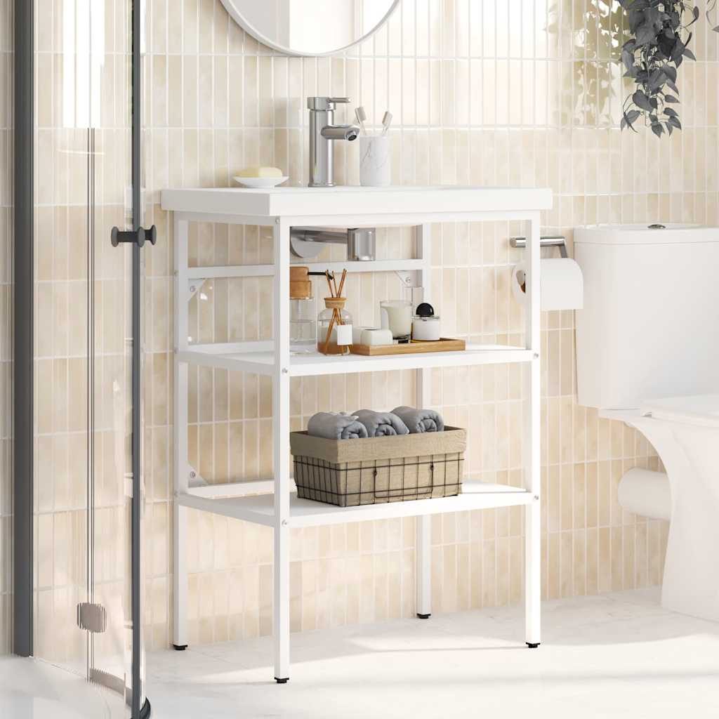Badehylle hvit 59x38x83 cm jern