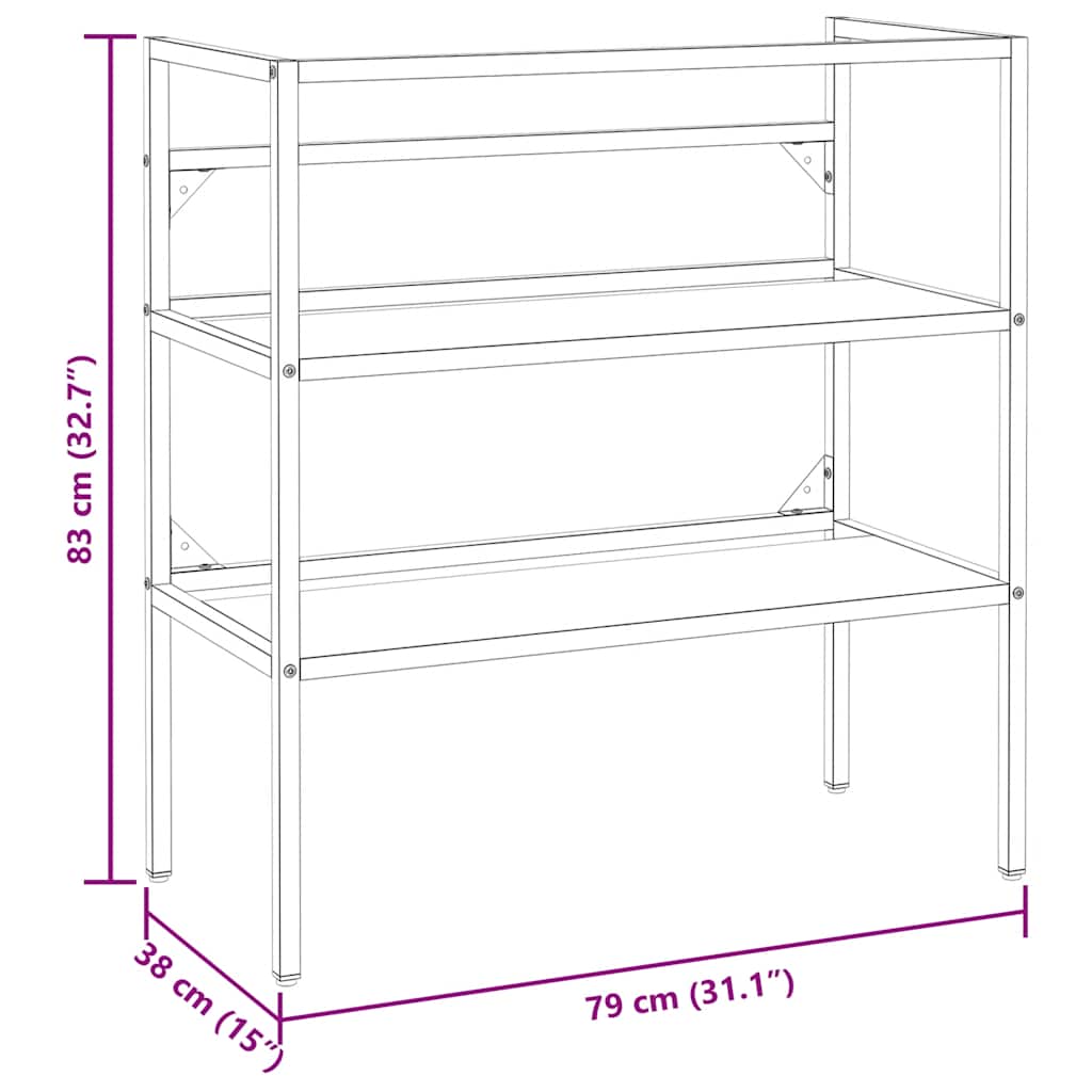 Badehylle svart 79x38x83 cm jern