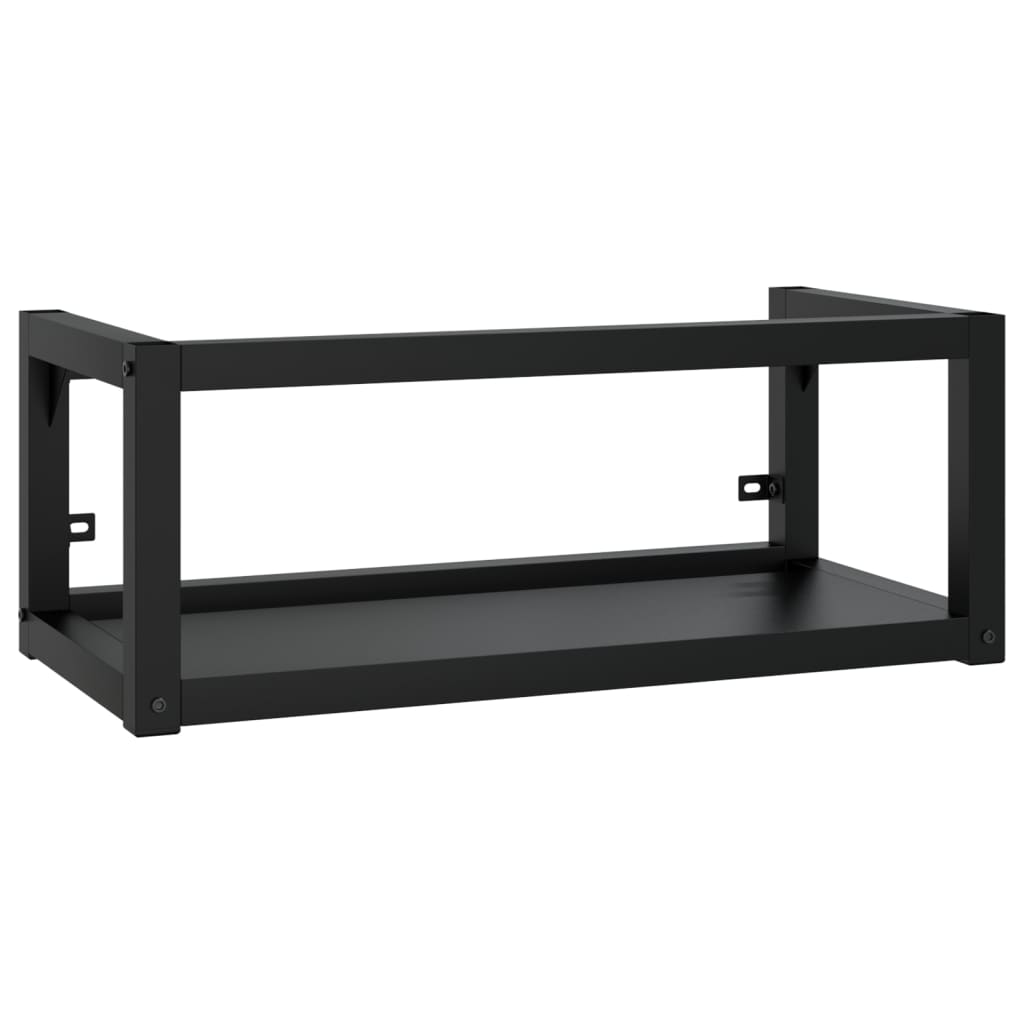 Vegghengt servantramme for bad svart 79x38x31 cm jern