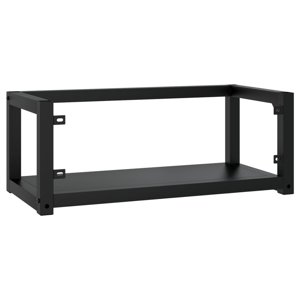 Vegghengt servantramme for bad svart 79x38x31 cm jern