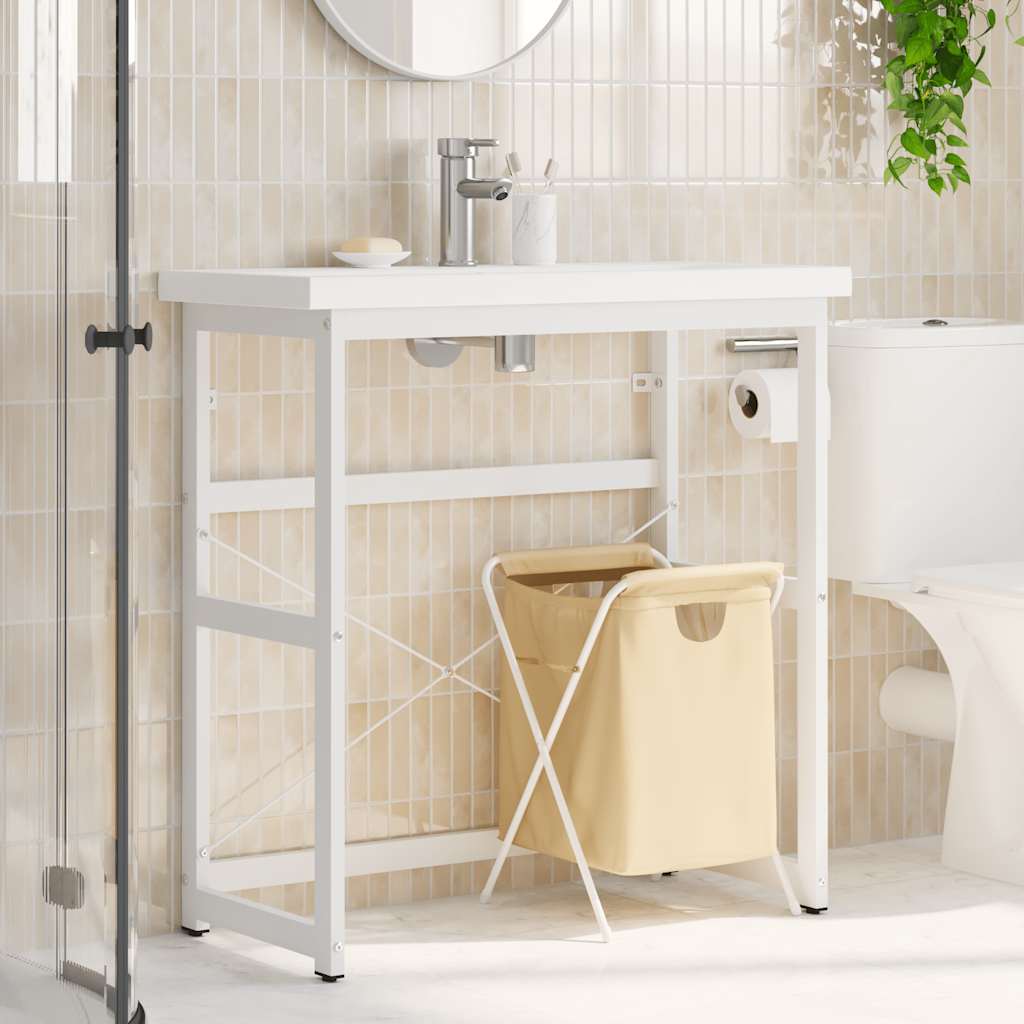 Badehylle hvit 79x38x83 cm jern