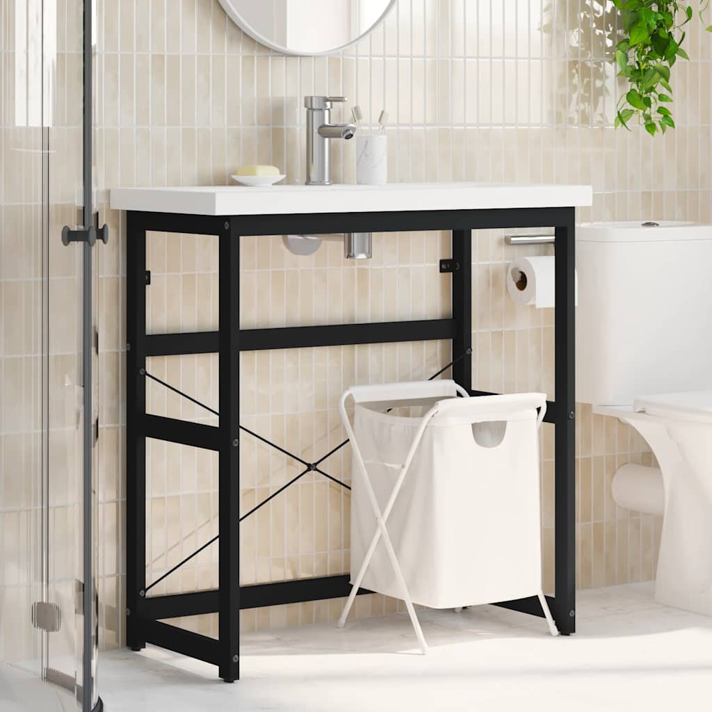 Badehylle svart 79x38x83 cm jern