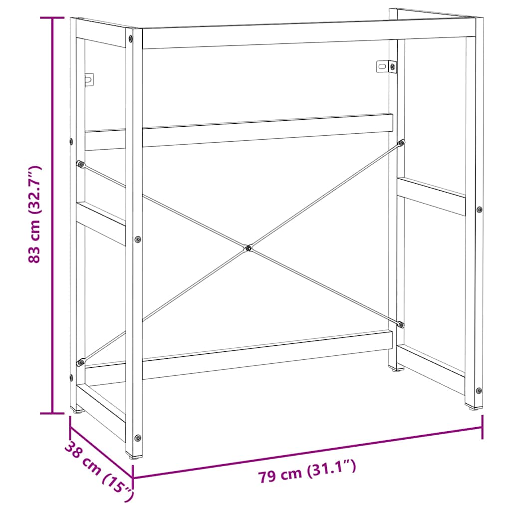 Badehylle svart 79x38x83 cm jern