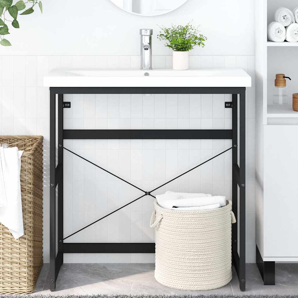 Badehylle svart 79x38x83 cm jern