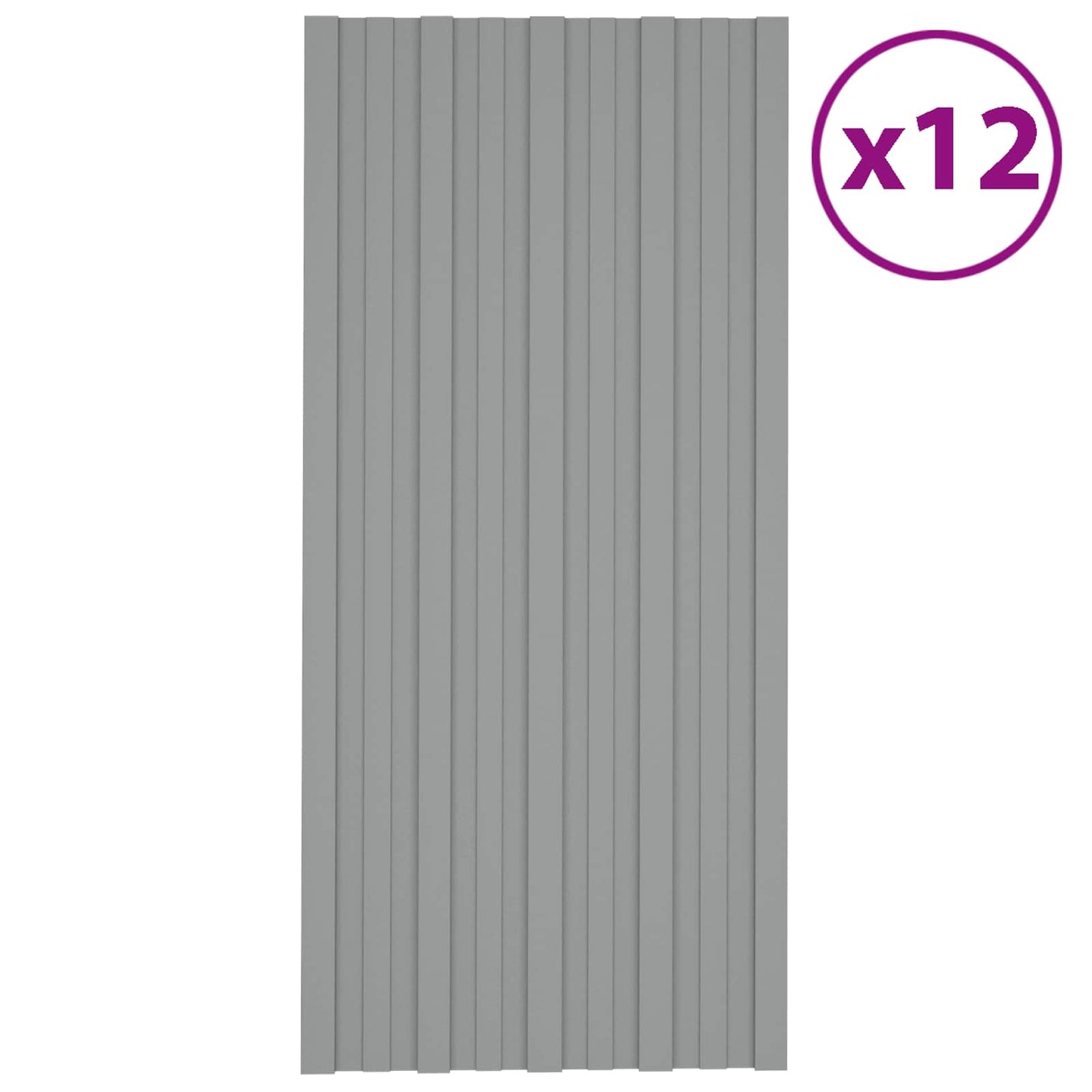 Takpanel 12 pcs Grå 100 x 45 cm Galvanisert stål