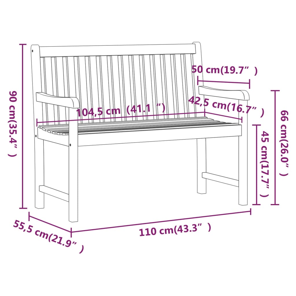 Hagebenker 1-Antall seter 110 x 55,5 x 90 cm Solid akasietre
