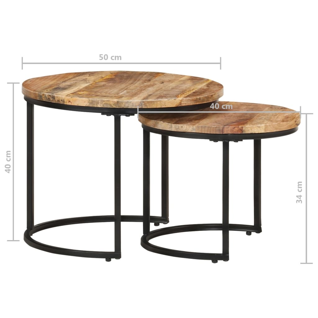 Stablebord 2 stk grovt mangotre vidaXL