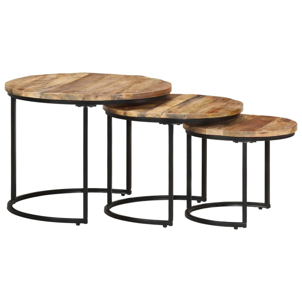 Stablebord 3 stk grovt mangotre vidaXL