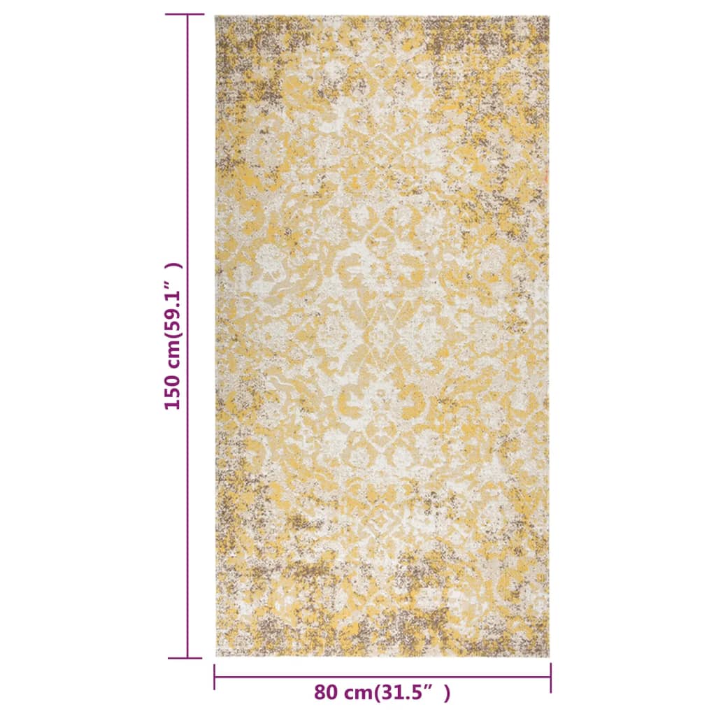 Uteteppe flatvevd 80x150 cm gul