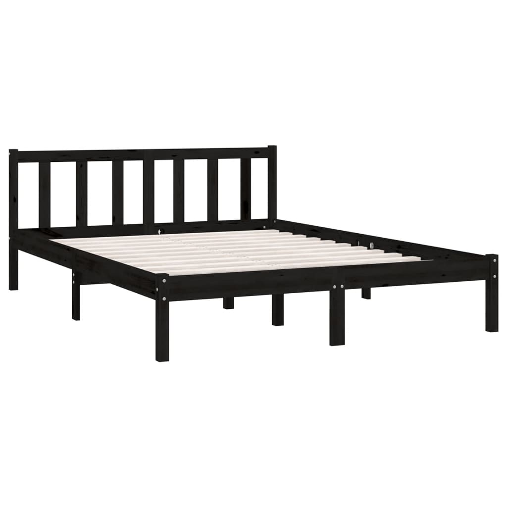 Sengeramme svart heltre furu 135x190 cm Double