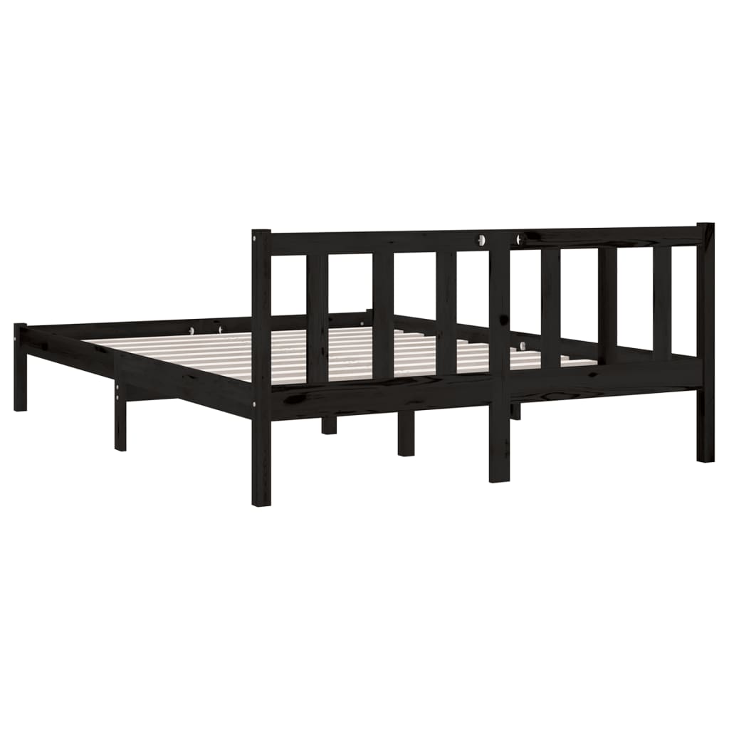 Sengeramme svart heltre furu 135x190 cm Double