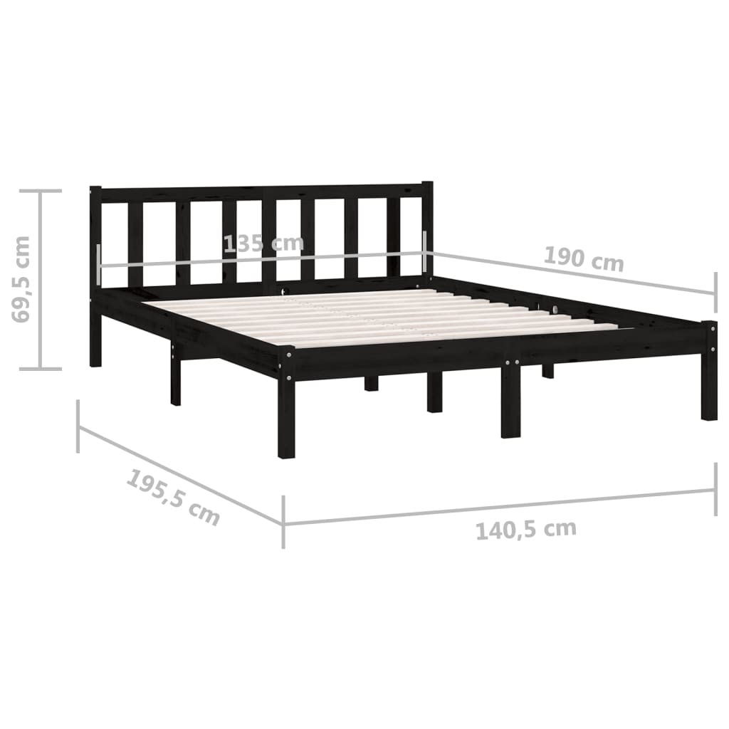 Sengeramme svart heltre furu 135x190 cm Double