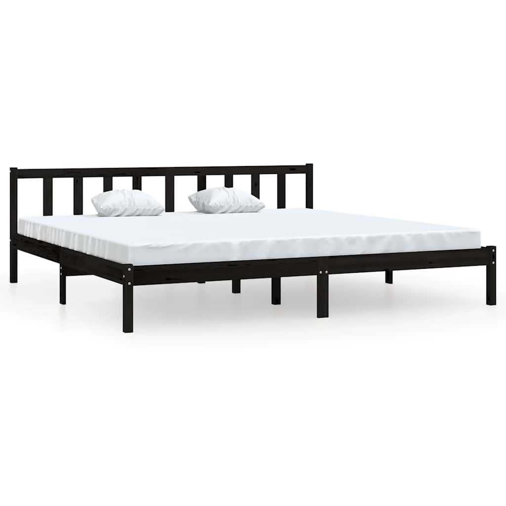 Sengeramme svart heltre furu 200x200 cm