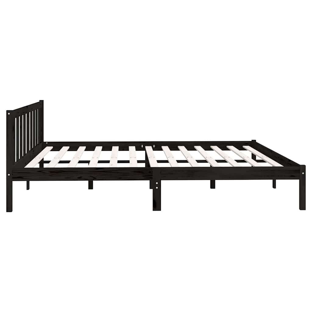 Sengeramme svart heltre furu 200x200 cm