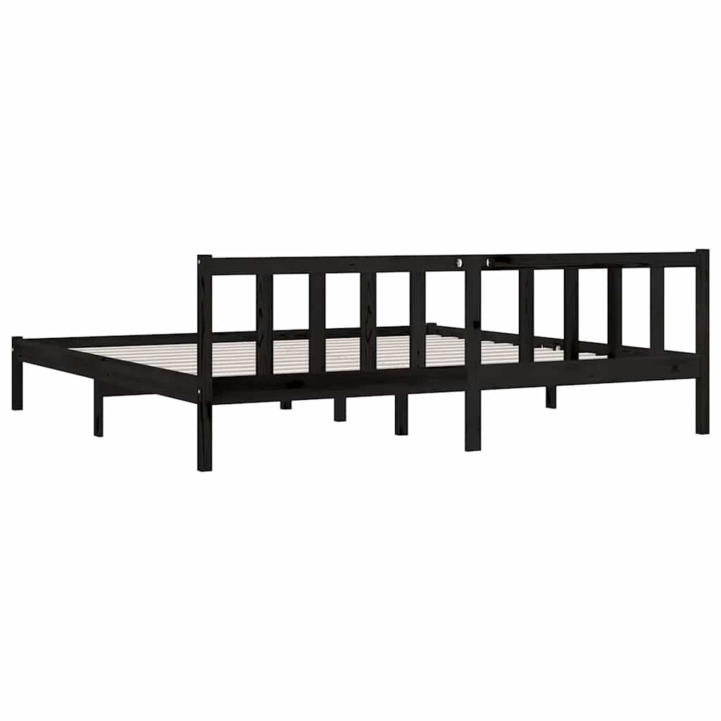 Sengeramme svart heltre furu 200x200 cm